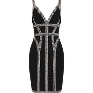 Hervé Léger Zola Bandage Dress NWT Black Combo Size S Bodycon $1690